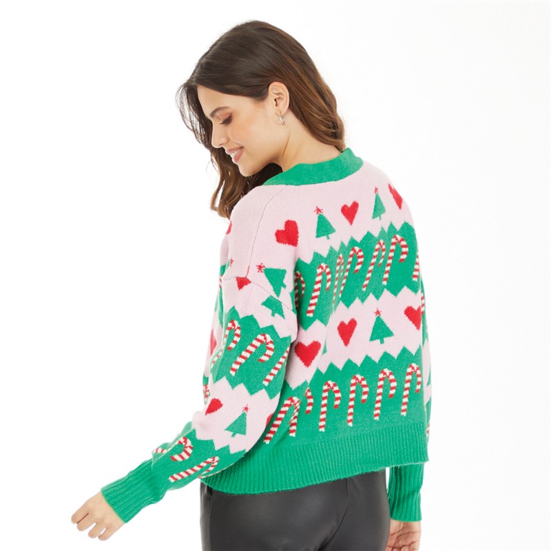 Brave Soul Womens Christmas Joyful Cardigan Multi