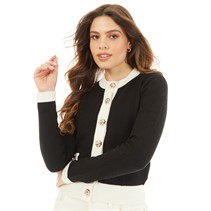 Brave Soul Womens Madam Cardigan Black/White