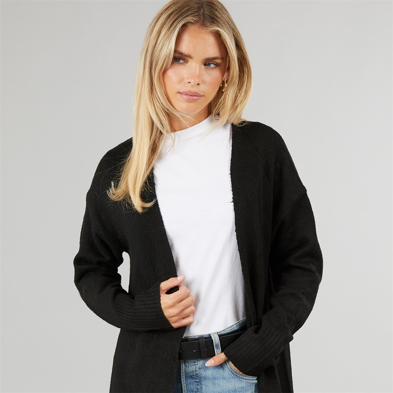 Brave Soul Womens Laos Drop Shoulder Maxi Cardigan Black