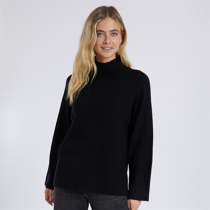 Brave Soul Womens Juliet Ribbed Turtle Neck Jumper Black