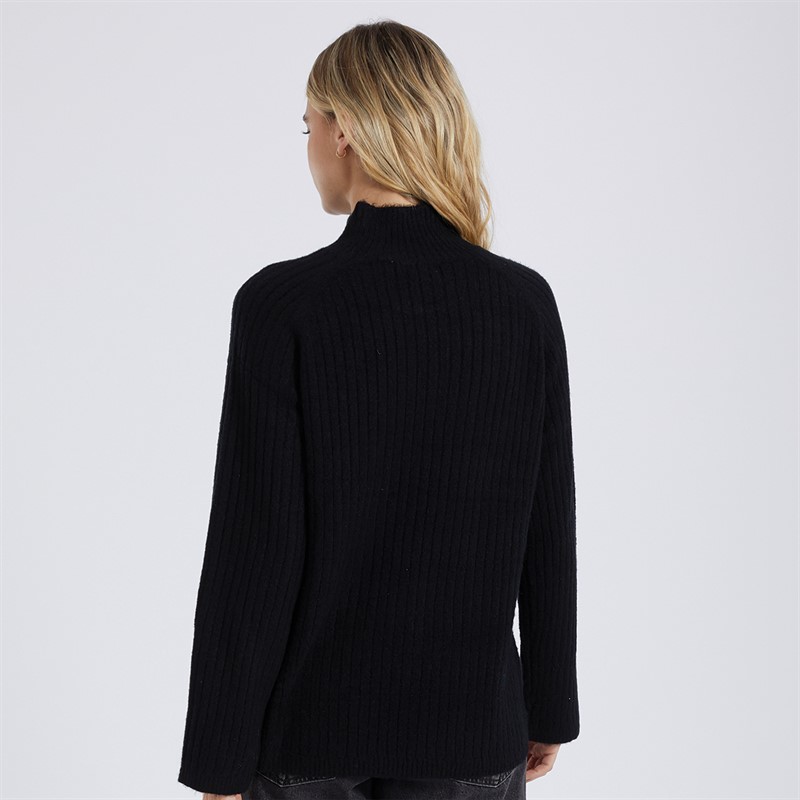 Brave Soul Womens Juliet Ribbed Turtle Neck Jumper Black