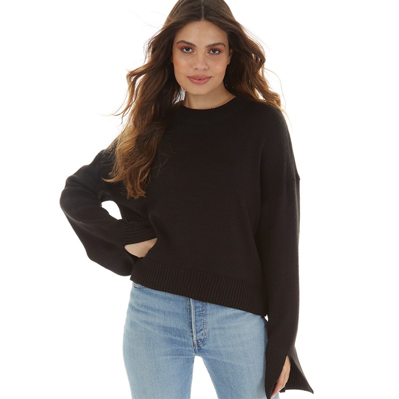 Brave Soul Womens Moxy Crew Neck Jumper Black