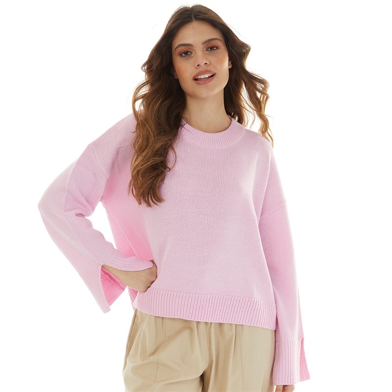 Brave Soul Womens Moxy Crew Neck Jumper Pink