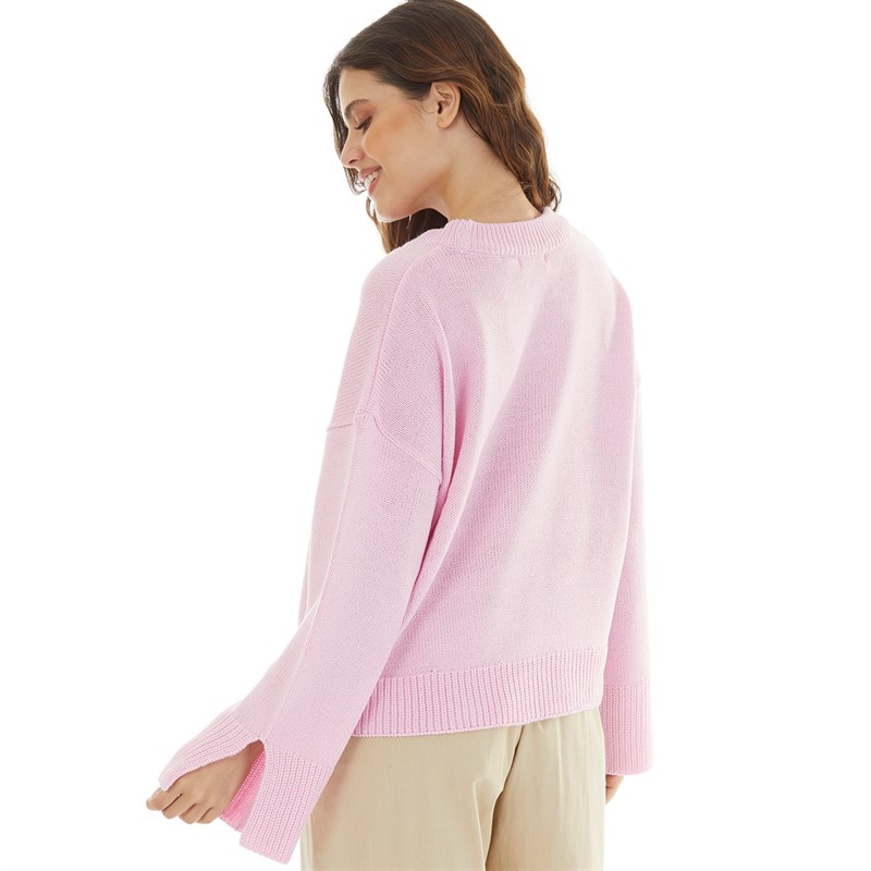 Brave Soul Womens Moxy Crew Neck Jumper Pink