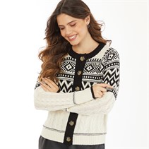 Brave Soul Womens Hansan Cardigan Cream/Black