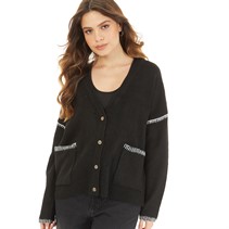 Brave Soul Womens Morrisey Cardigan Black/Ivory