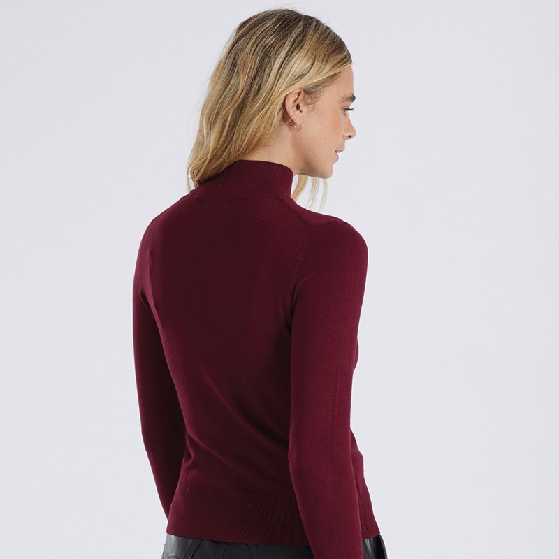 Brave Soul Womens Giron Turtle Neck Jumper Wine