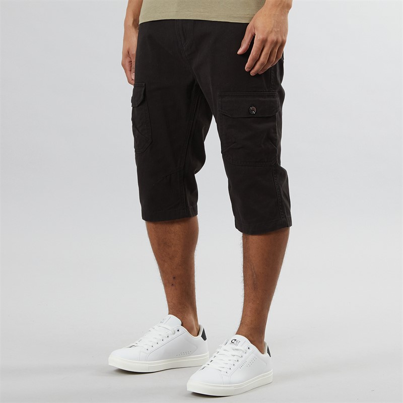 Brave Soul Mens Ardwick 3/4 Cargo Shorts New Black
