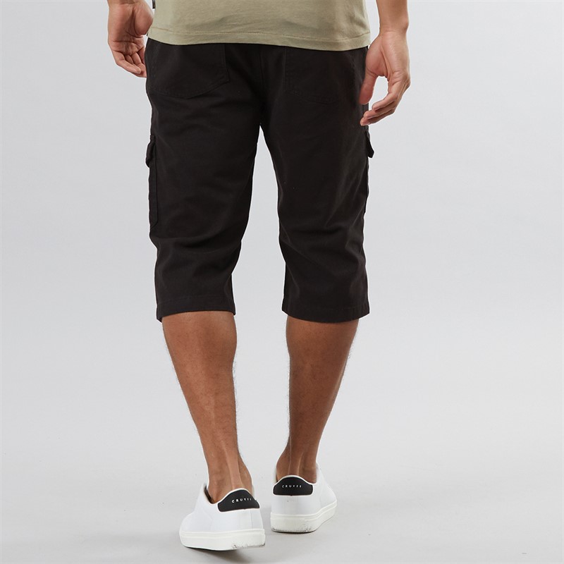 Brave Soul Mens Ardwick 3/4 Cargo Shorts New Black