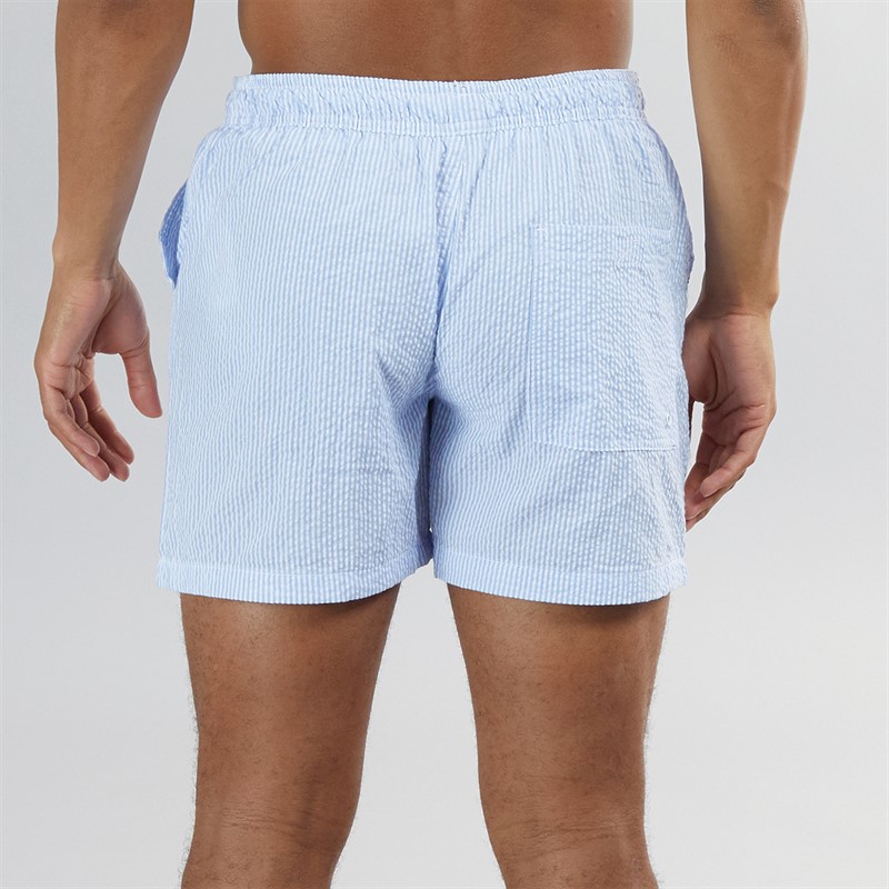 Brave Soul Mens Salou Swim Shorts Pale Blue/White Stripe