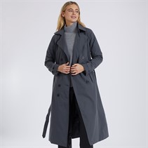 Brave Soul Womens Ayer Maxi Trench Coat Charcoal