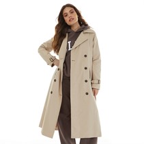 Brave Soul Womens Ayer Maxi Trench Coat Stone