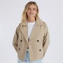 Brave Soul Womens Brandy Short Trench Coat Stone