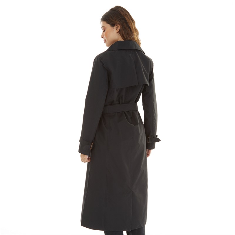 Brave Soul Womens Ayer Maxi Trench Coat Black