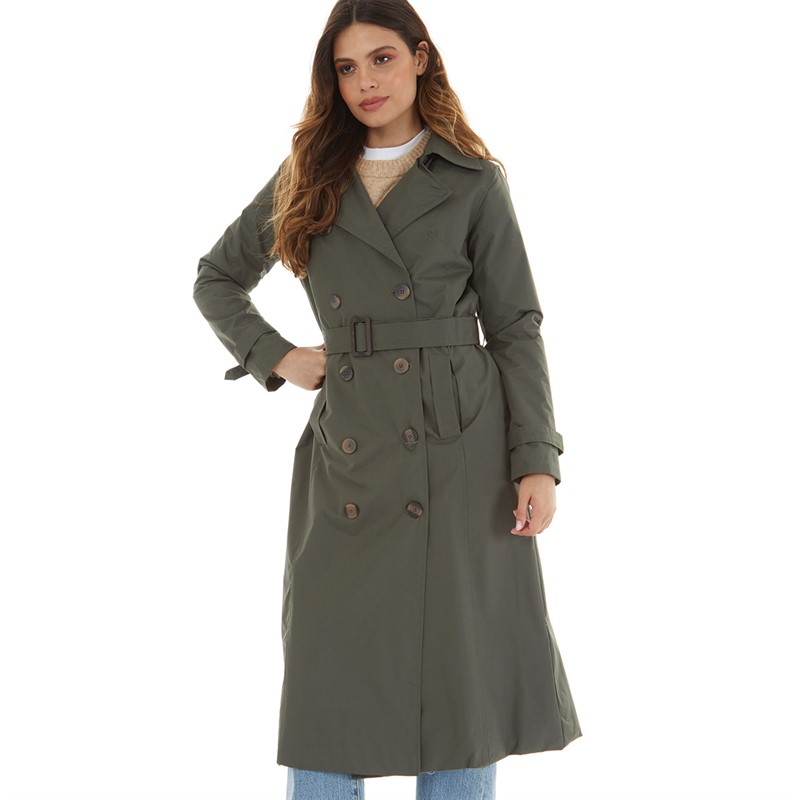 Brave Soul Womens Ayer Maxi Trench Coat Khaki