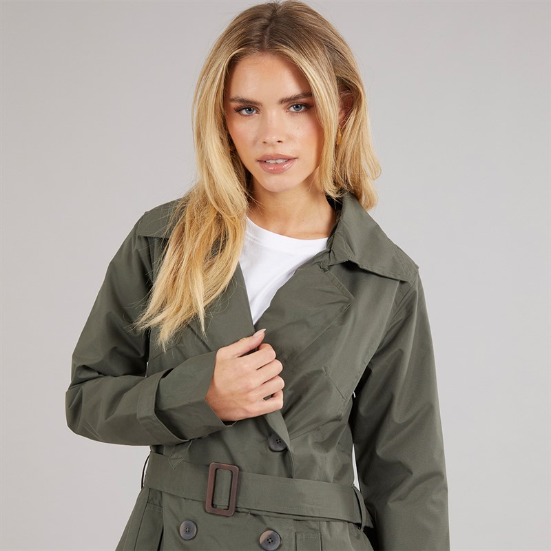 Brave Soul Womens Ayer Maxi Trench Coat Khaki