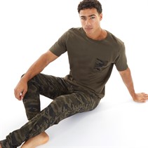 Brave Soul Mens Camo Loungewear T-Shirt And Joggers Set Khaki/Camo