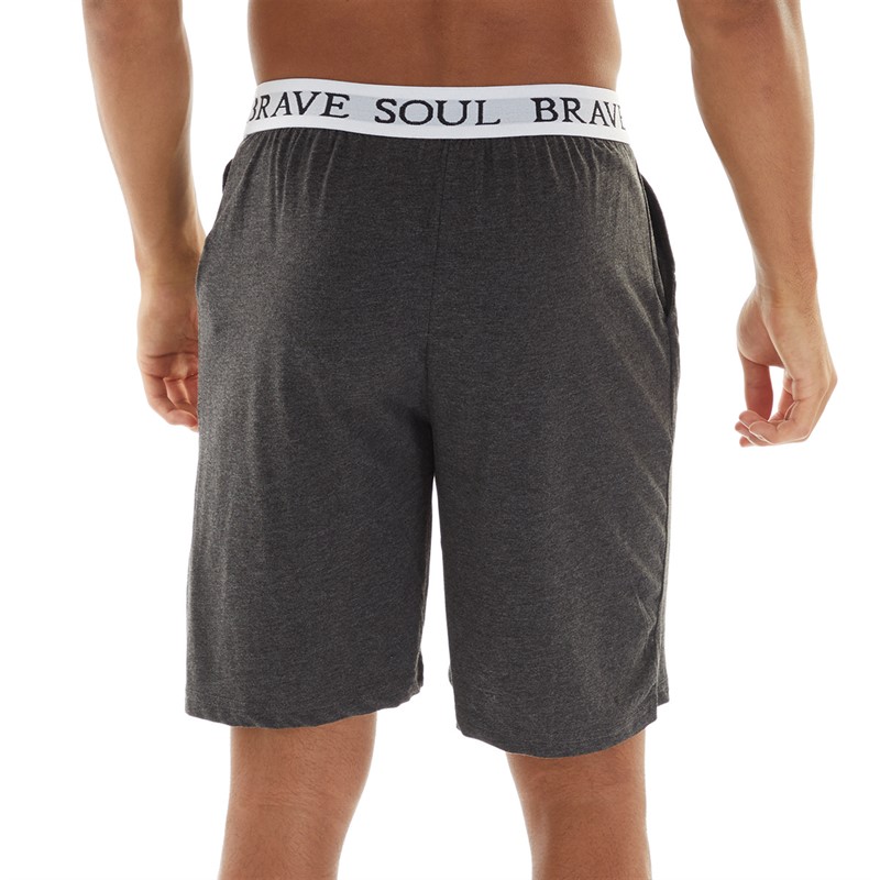 Brave Soul Mens Kev Loungewear Shorts Charcoal Marl