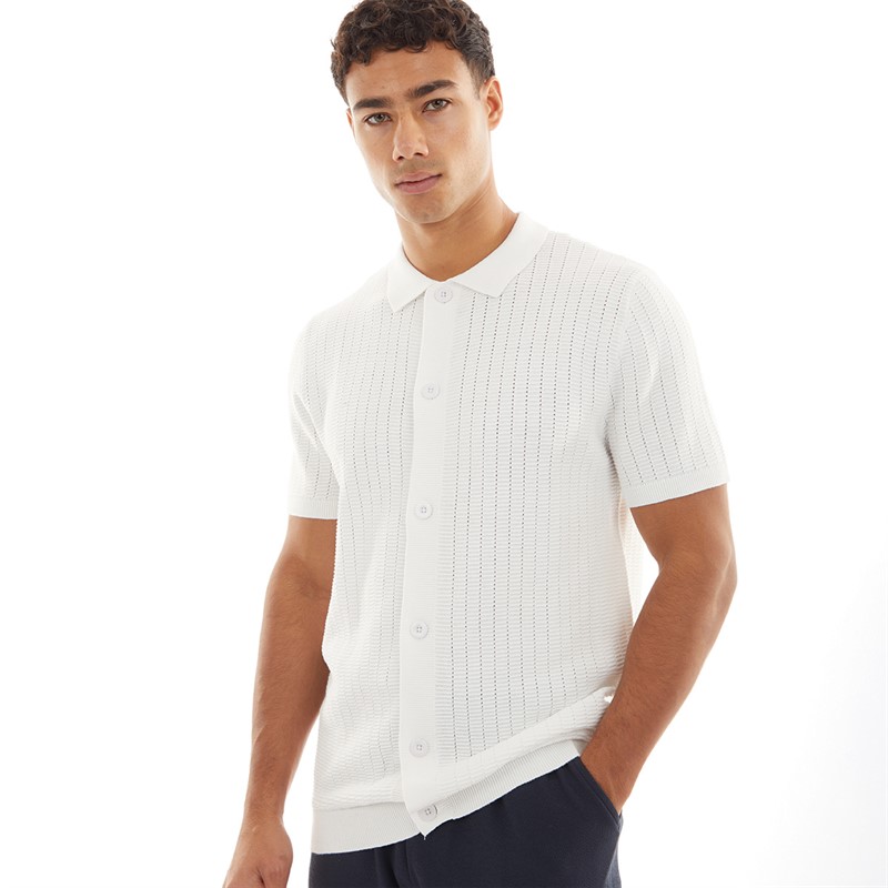 Brave Soul Mens Vinci Shirt Vintage White