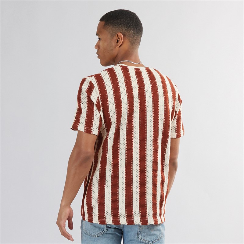 Brave Soul Mens Charleton T-Shirt Cream/Burnt Orange