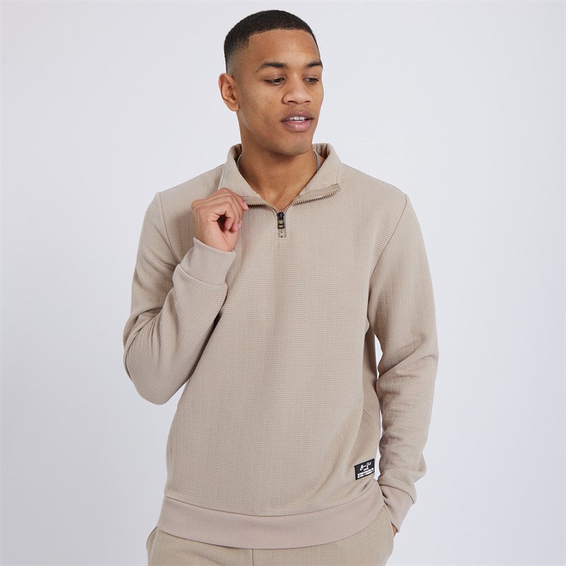 Brave Soul Mens Lowen Sweatshirt Light Sand
