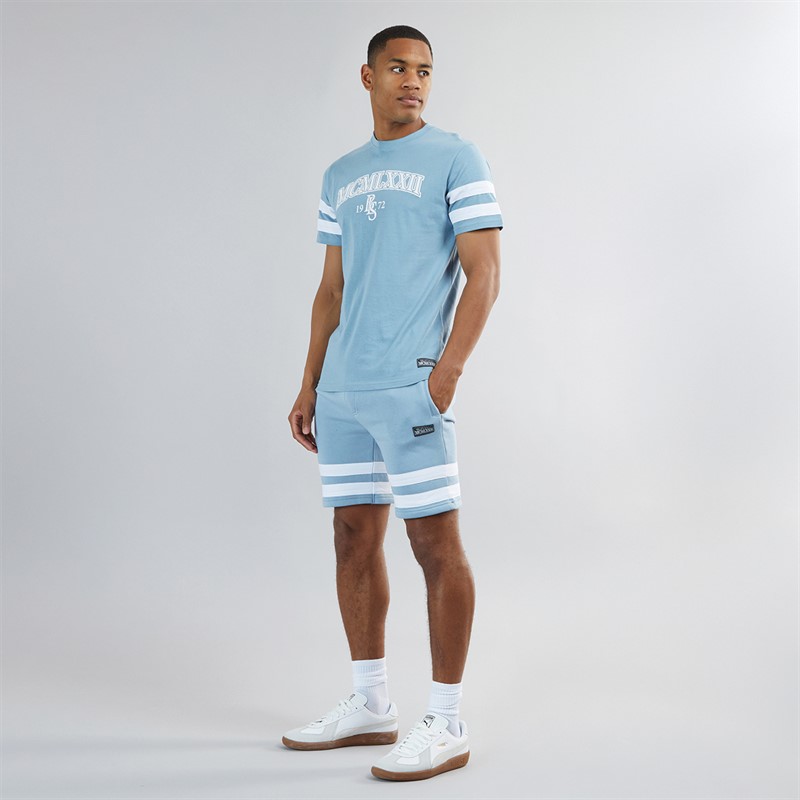 Brave Soul Mens Berlet Co-Ord Steel Blue/Optic White