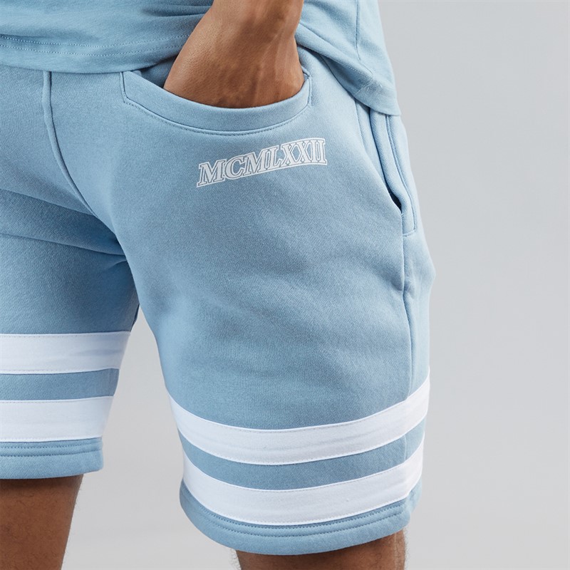 Brave Soul Mens Berlet Co-Ord Steel Blue/Optic White
