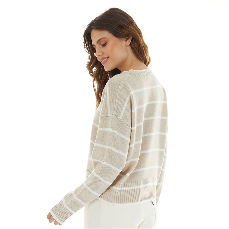 Brave Soul Womens Mason Jumper Beige/White