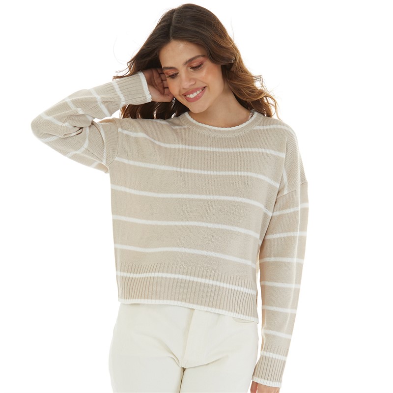 Brave Soul Womens Mason Jumper Beige/White