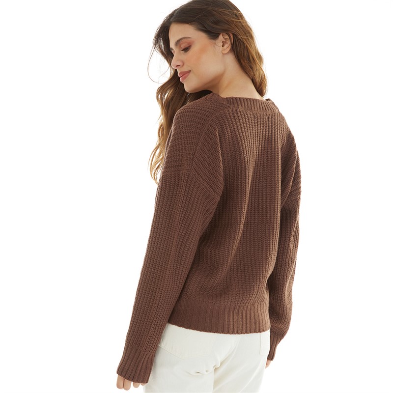 Brave Soul Womens Daisy Cardigan Brown