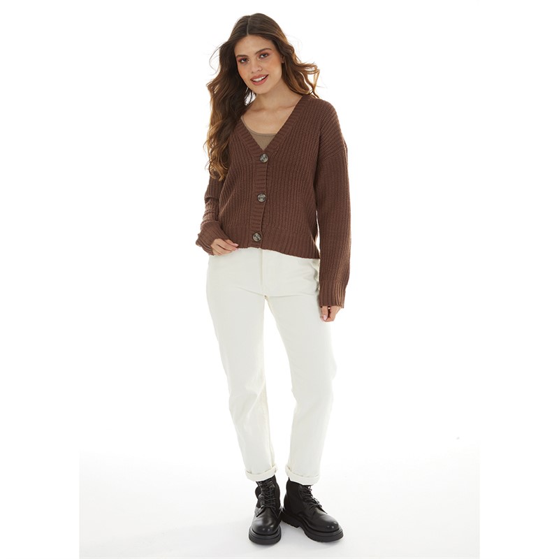 Brave Soul Womens Daisy Cardigan Brown