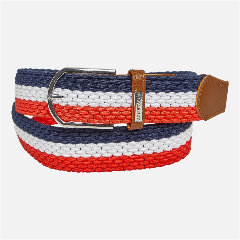 Brave Soul Mens Belt Red/Cream/Navy