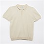 Brave Soul Boys Short Sleeve Button Placket Knitted Polo Beige/White