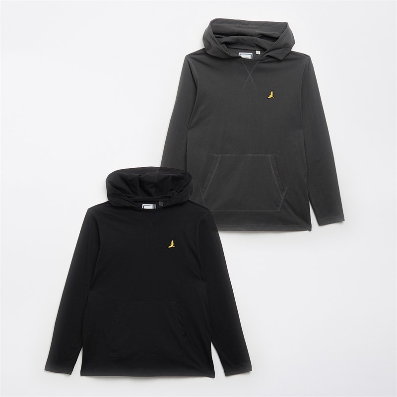 Brave Soul Boys Two Pack Long Sleeve Hoodie Tops Dark Grey/Black