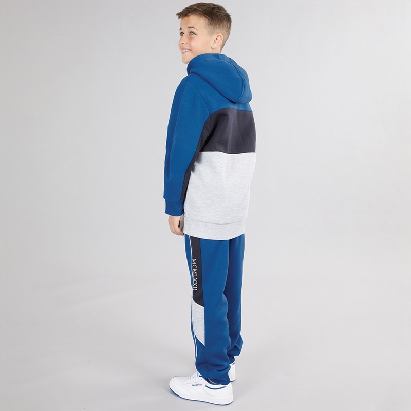 Brave Soul Boys Hoodie And Joggers Tracksuit Cobalt/Navy/Light Grey Marl