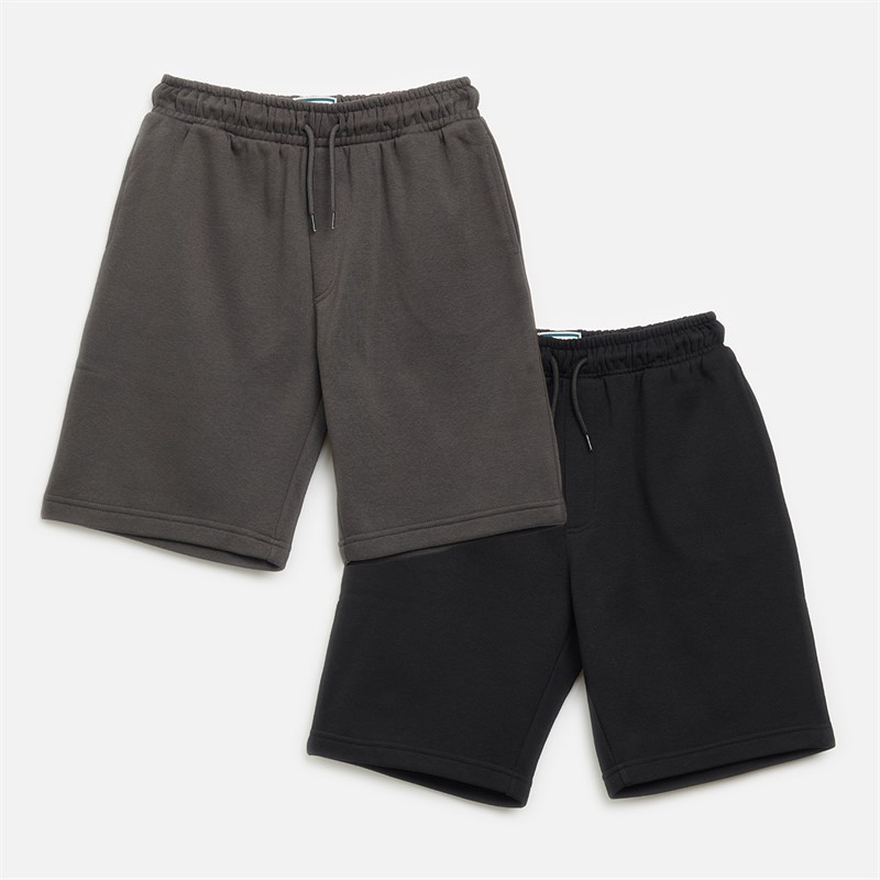 Boys Two Pack Shorts Dark Grey/Black - Size 9/10Y