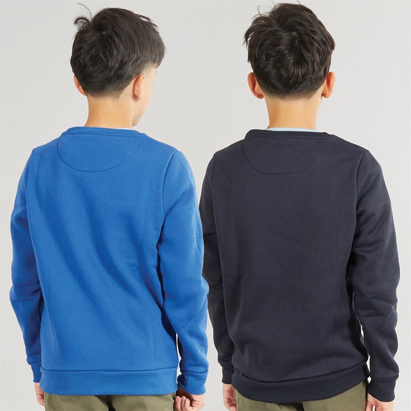 Brave Soul Boys Two Pack Sweatshirts Navy/Cobalt Blue
