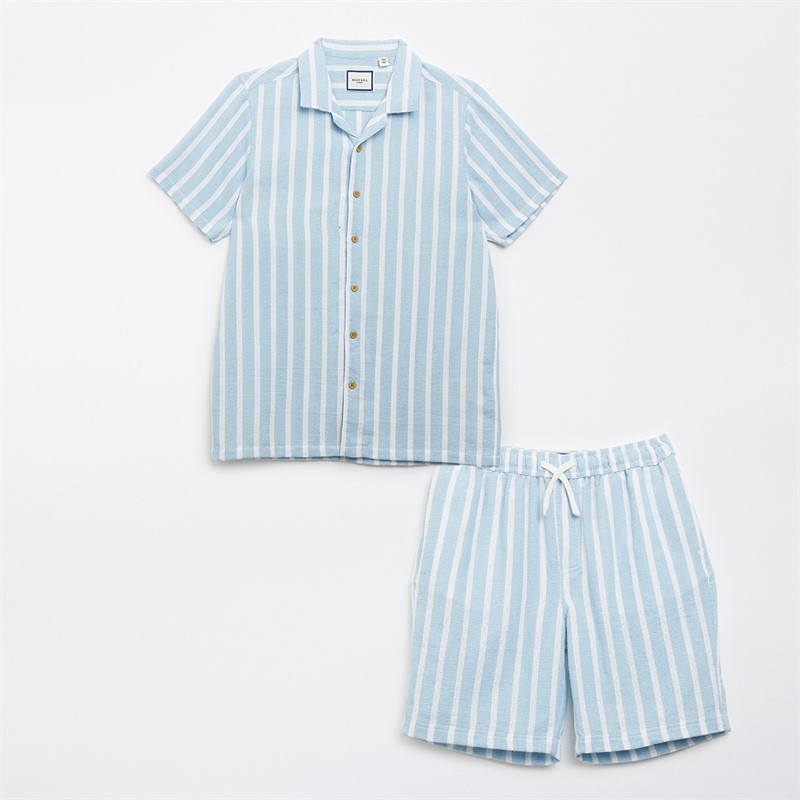 Brave Soul Boys Shirt And Shorts Co-Ord Set Blue/White