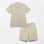 Brave Soul Boys Shirt And Shorts Co-Ord Set Stone/Ecru