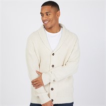 Brave Soul Mens Arkram Button Up Knitted Cardigan Oatmeal