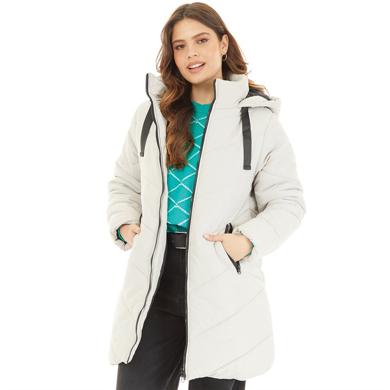 Brave Soul Womens Malmo Puffer Coat Stone