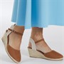 Brave Soul Womens Berry Wedge Espadrille Sandals Tan