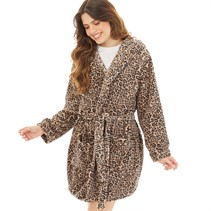 Brave Soul Womens Dressing Gown Leopard Print