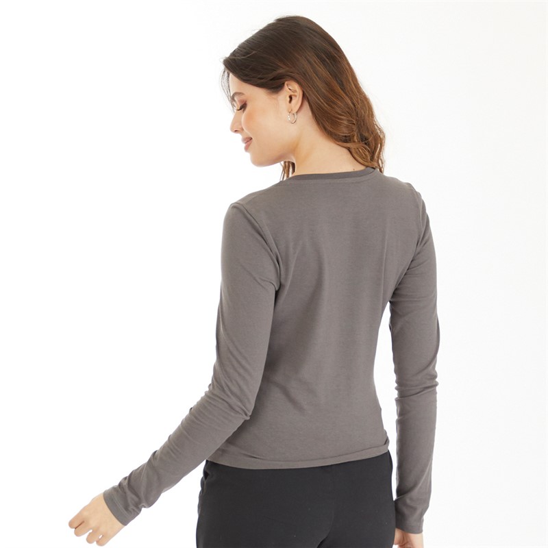 Brave Soul Womens Long Sleeve Manhattan T-Shirt Ash/Light Grey