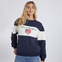 Brave Soul Womens Crew Neck California Sweatshirt Navy/Cream