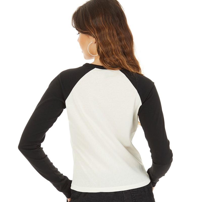 Brave Soul Womens Long Sleeve Body Contrast T-Shirt Black/Off White