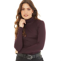 Brave Soul Womens Roll Neck Long Sleeve Top Wine