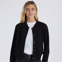 Brave Soul Womens Crew Neck Bomber Jacket Black