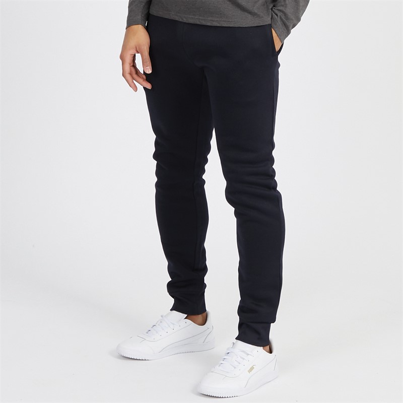 Brave Soul Mens Tyrell Fleece Joggers Rich Navy/Charcoal Marl