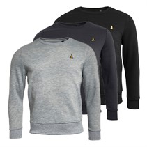 Brave Soul Mens Jacues Three Pack Crew Neck Sweatshirts Jet Black/Light Grey/Navy